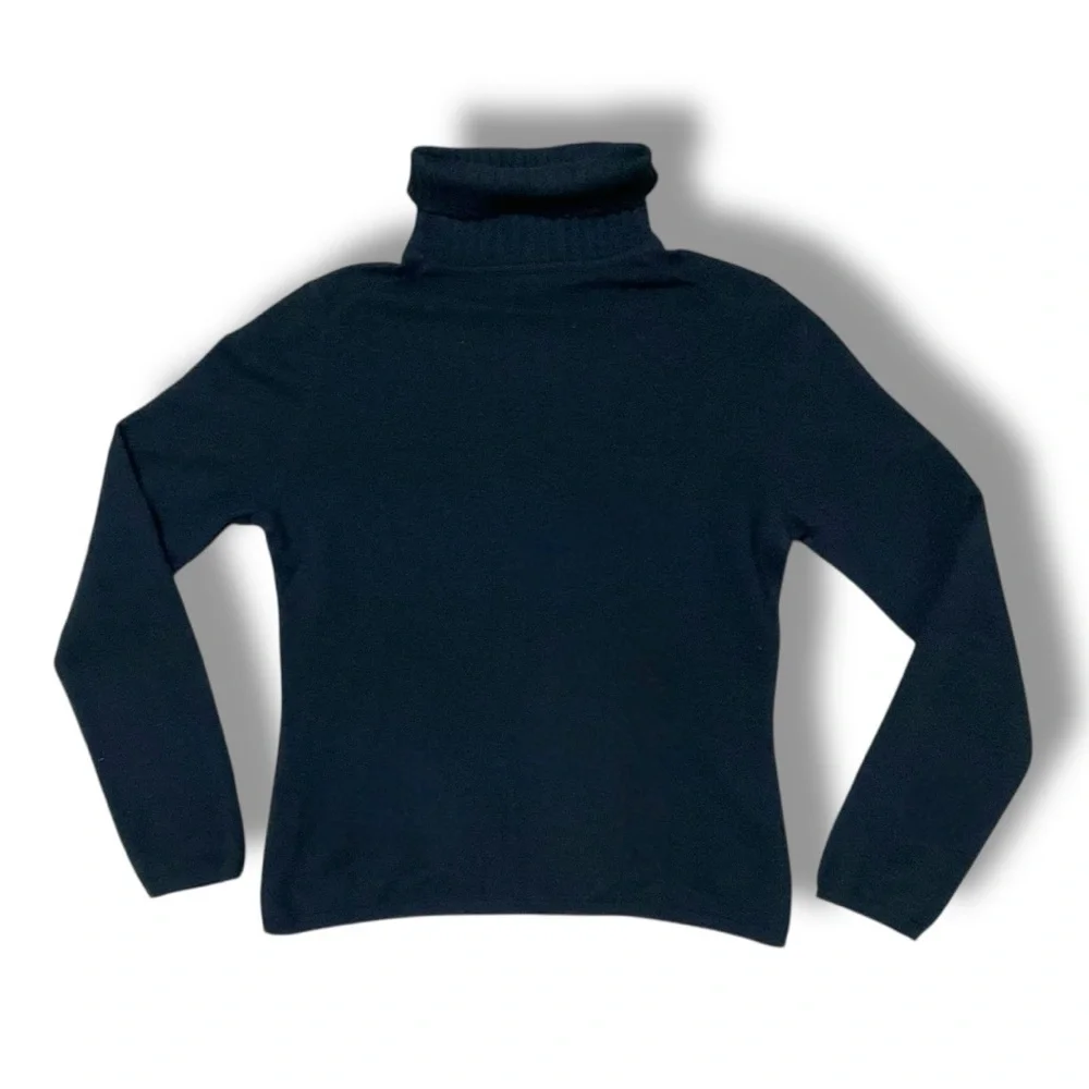 🖤 Luxe Black Cashmere Turtleneck Sweater 🖤 Size L - Picture 4 of 5